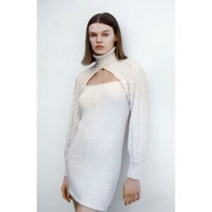 ZARA Cable-Knit Ecru Arm Warmers MEDIUM